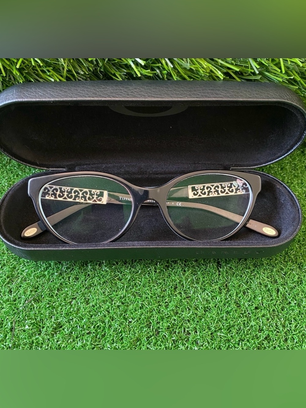 Tiffany & Co. Black Frames with Silver Filigree Temples